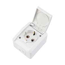 Розетка одноместная (керамика) INDUSTRIAL IP54 с заземлением, о/у, белая KRANZ KR-78-0814 2