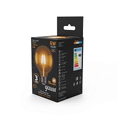 Лампа светодиодная филаментная Gauss E27 6W 2400K прозрачная 105802006 2