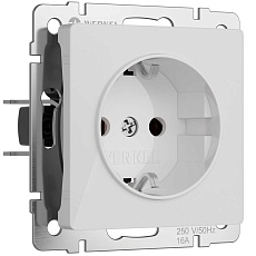 Розетка Werkel с заземлением и шторками белый акрил W1171141 4690389197321
