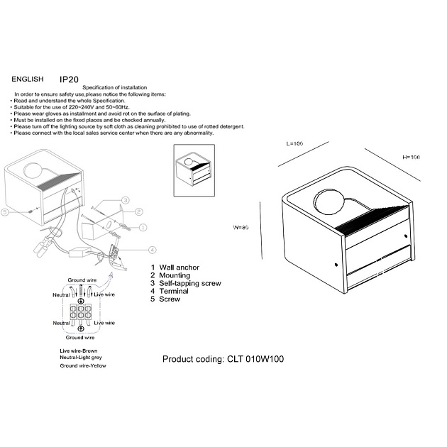 Настенный светодиодный светильник Crystal Lux CLT 010W100 WH изображение 2 Настенный светодиодный светильник Crystal Lux CLT 010W100 WH Фото № 2