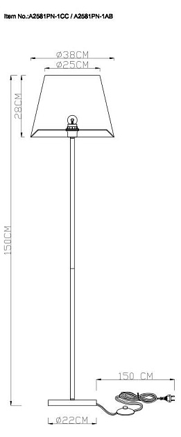 Торшер Arte Lamp Elba A2581PN-1AB изображение 2 Торшер Arte Lamp Elba A2581PN-1AB Фото № 2