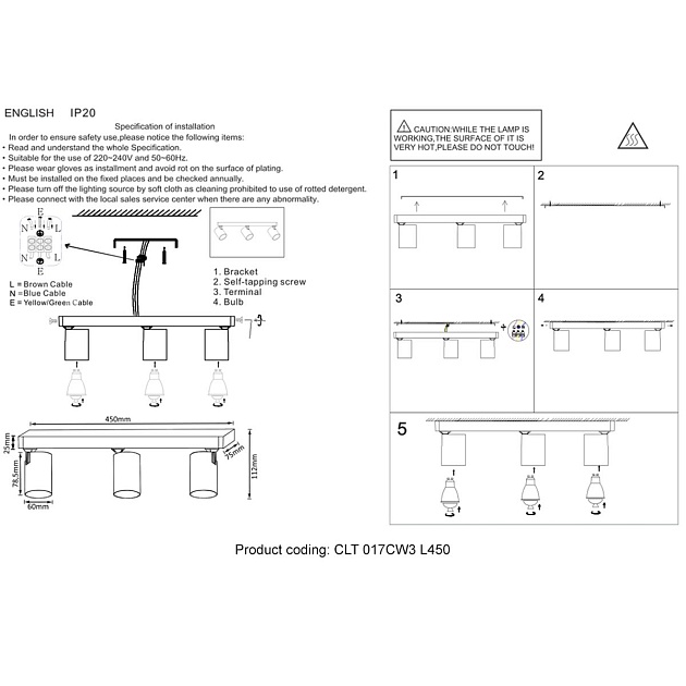 Спот Crystal Lux CLT 017CW3 L450 BL изображение 2 Спот Crystal Lux CLT 017CW3 L450 BL Фото № 2