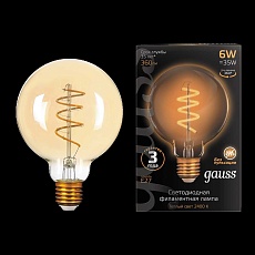 Лампа светодиодная филаментная Gauss E27 6W 2400K золотая 105802007 3