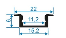 Профиль встраиваемый серебро 1м. Apeyron 08-06-01 1