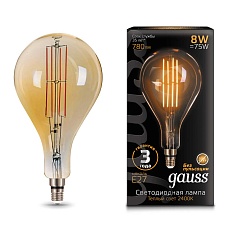 Лампа светодиодная филаментная Gauss E27 8W 2400K золотая 149802008 4