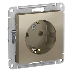 Розетка 2К+З Systeme Electric AtlasDesign 16A 250V со шторками шампань ATN000545