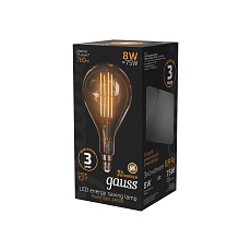 Лампа светодиодная филаментная Gauss E27 8W 2400K золотая 149802008 3