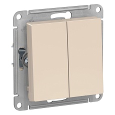Выключатель двухклавишный Systeme Electric AtlasDesign 10A 250V бежевый ATN000251