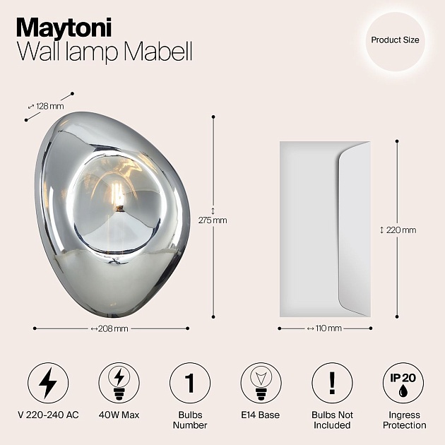 Настенный светильник Maytoni Mabell MOD306WL-01CH изображение 3 Настенный светильник Maytoni Mabell MOD306WL-01CH Фото № 3