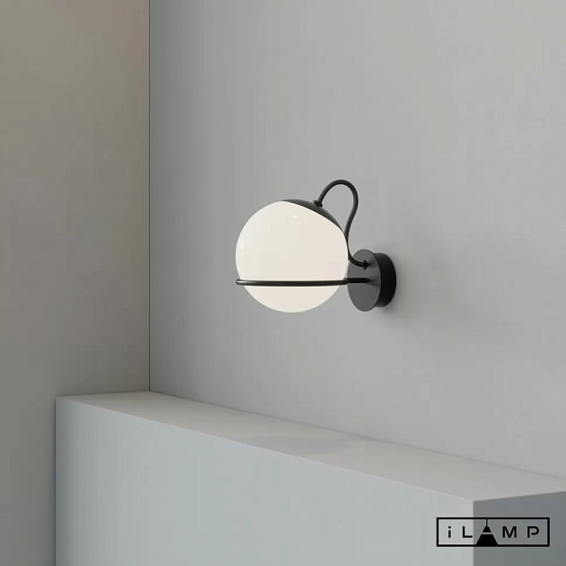 Бра iLamp Globe 10346W/1 BK-WH изображение 3 Бра iLamp Globe 10346W/1 BK-WH Фото № 3