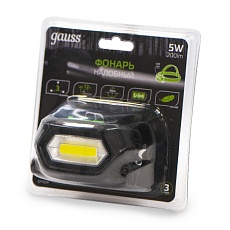 Налобный светодиодный фонарь Gauss аккумуляторный 77х50 200 лм GF409 2