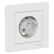 Розетка 2К+З Systeme Electric AtlasDesign 16A 250V со шторками белая ATN000144