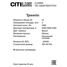 Светильник настенный Citilux Тринити CL238660 2