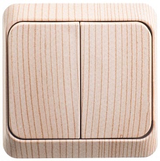 Выключатель двухклавишный Systeme Electric Этюд 10A 250V сосна BA10-002D