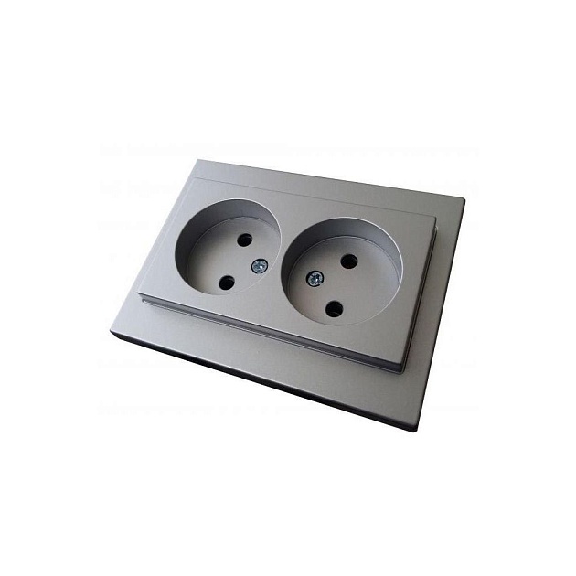 Розетка двойная 2P Liregus Epsilon серебро 28-1751 Фото № 1